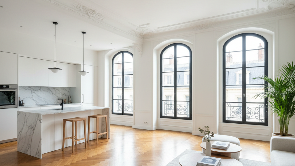 Appartement rénové Dijon parquet moulures lumineux