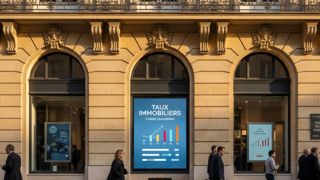 Agence bancaire taux prêt immobilier vitrine