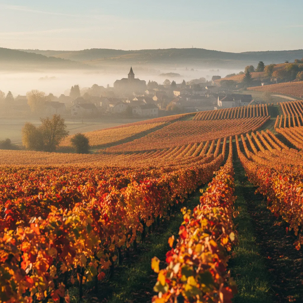 Vue sur les vignobles depuis le secteur sud de Beaune, route de Pommard