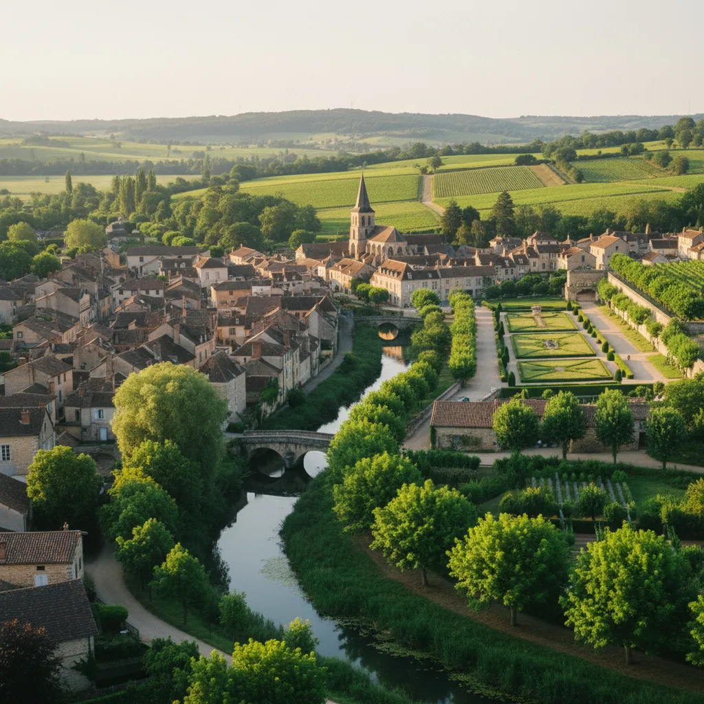 Vue panoramique sur Montbard et le canal de Bourgogne depuis les hauteurs de la ville