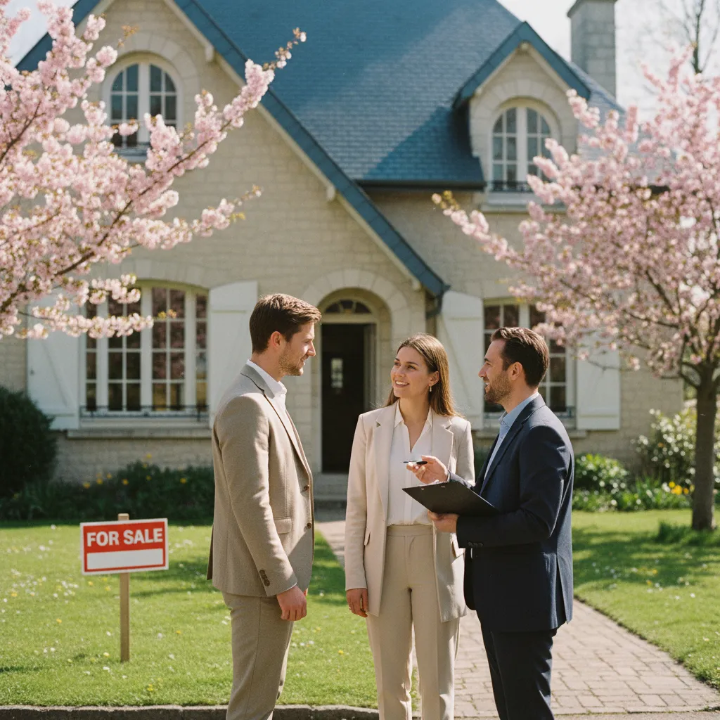Visite d'une maison à vendre accompagnée par un conseiller immobilier local