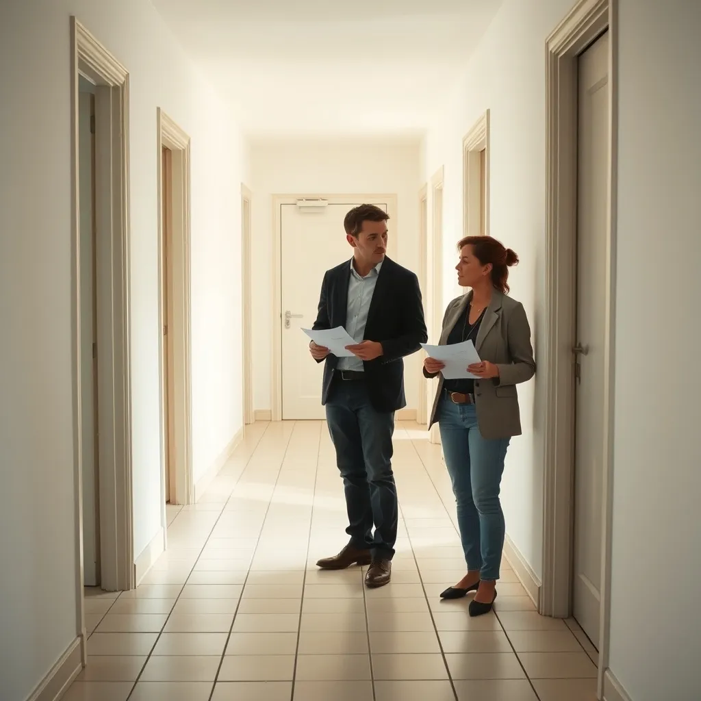 Propriétaire et locataire échangent lors de l'état des lieux de sortie