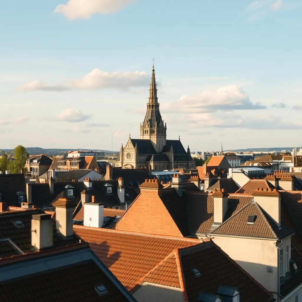 Vue sur les toits de Dijon et ses tuiles vernissées typiques de la Bourgogne