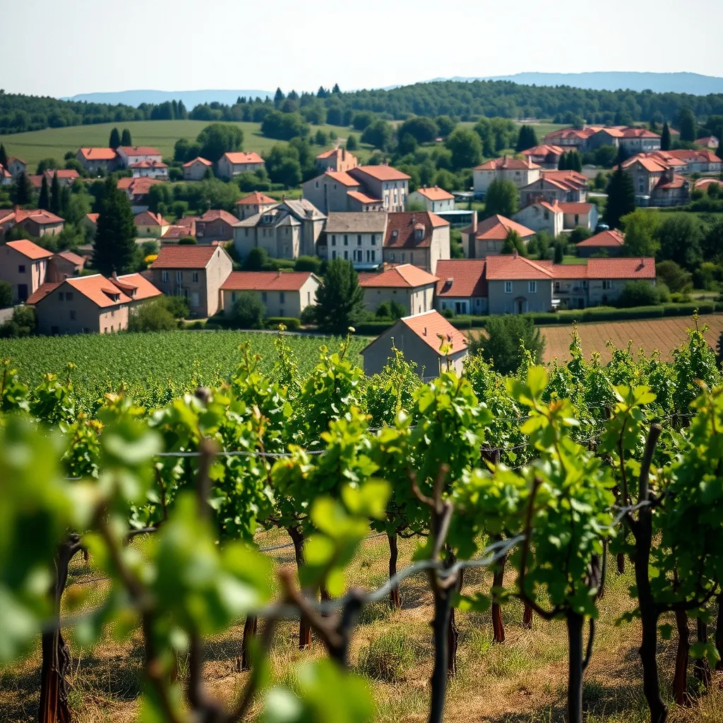 Vue sur Marsannay-la-Côte entre vignobles et quartiers résidentiels avec jardins