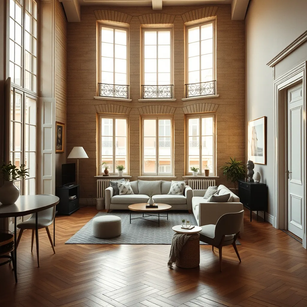 Intérieur rénové d'un appartement bordelais typique, idéal pour la location meublée
