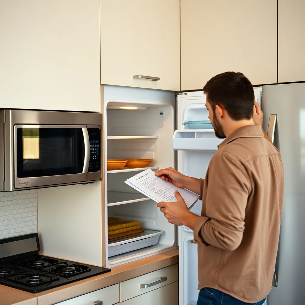 Contrôle des équipements de cuisine lors de l'inventaire du mobilier