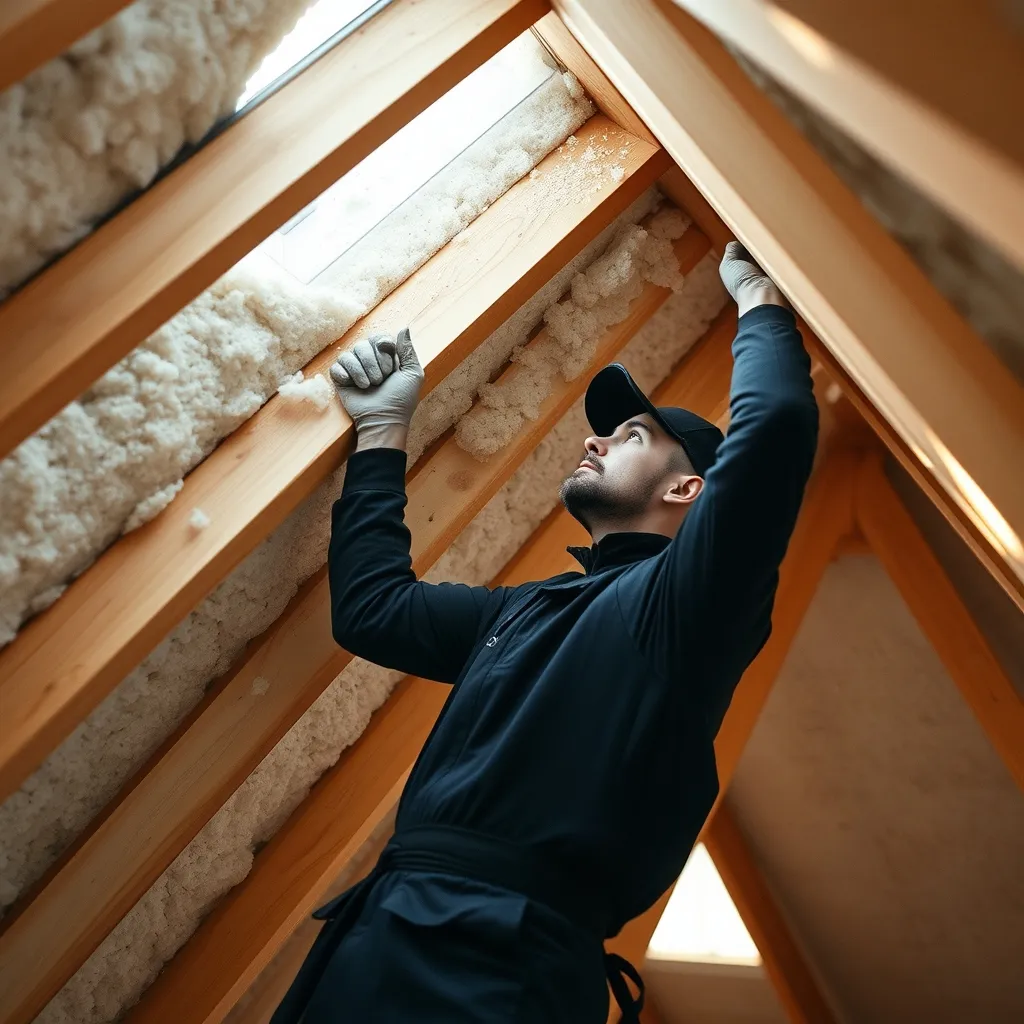 Pose d'isolant thermique dans les combles d'une maison ancienne